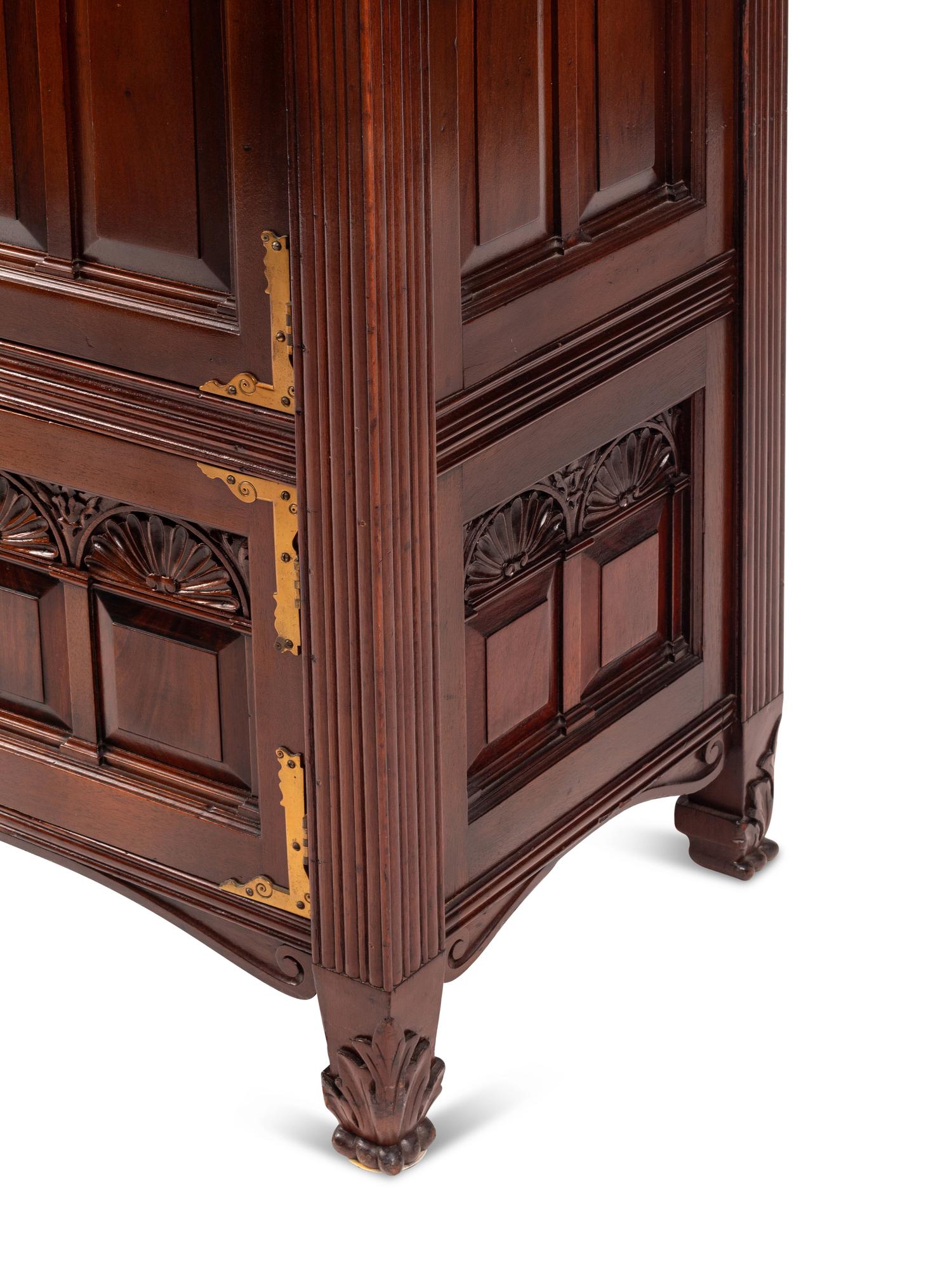 A Georgian Style Walnut Architectural-Form Cabinet