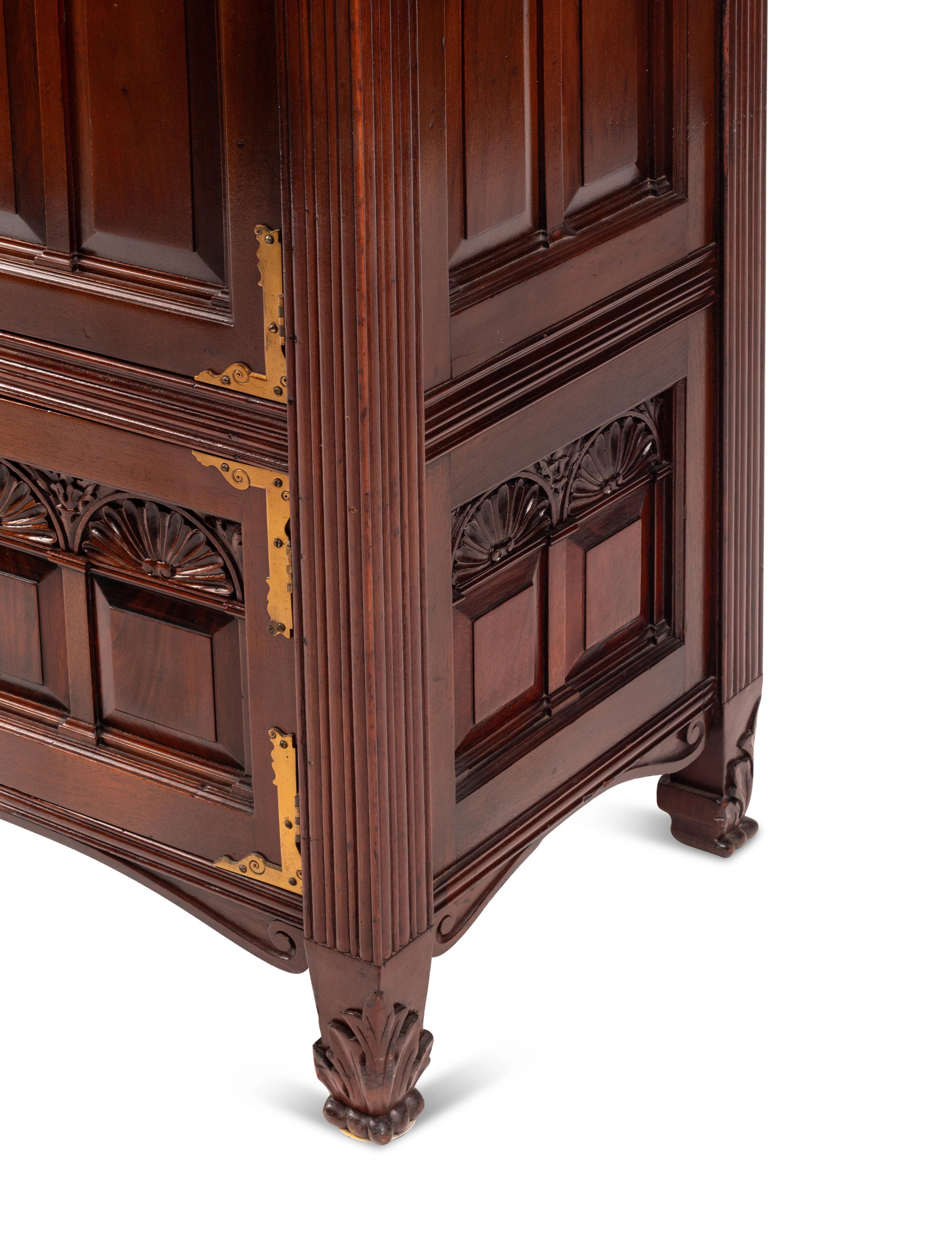 A Georgian Style Walnut Architectural-Form Cabinet
