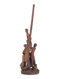 A Folk Art Carved Wood Figural Group