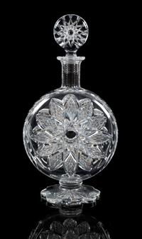 Baccarat, a cut glass decanter, the stopper and body cut similar star patterns