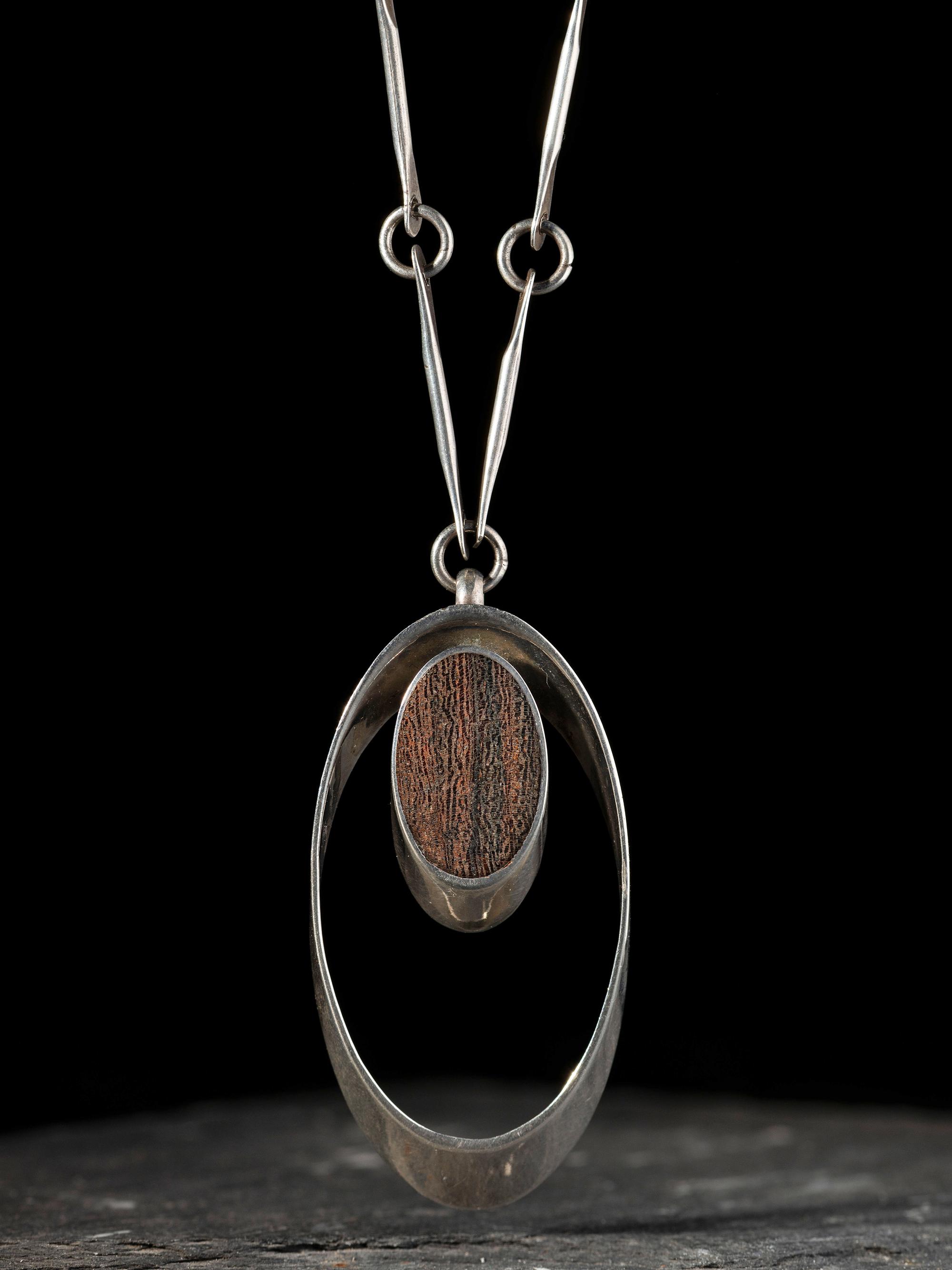 Navajo Sterling Silver and Ironwood Necklace