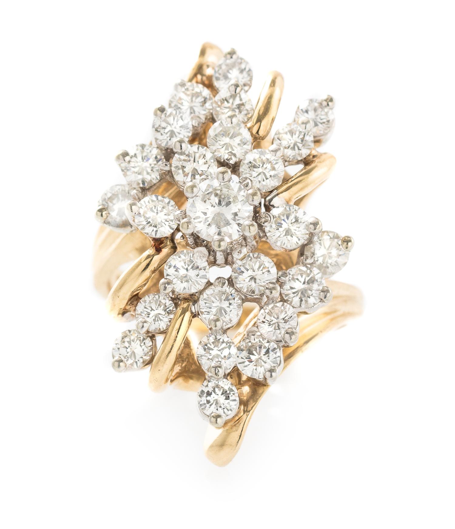 A 14 Karat Gold and Diamond Spray Ring, 7.00 dwts.