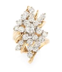 A 14 Karat Gold and Diamond Spray Ring, 7.00 dwts.