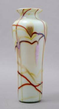 An American Iridescent Glass Vase, in the manner of Durand, Height 8 3/4 inches.