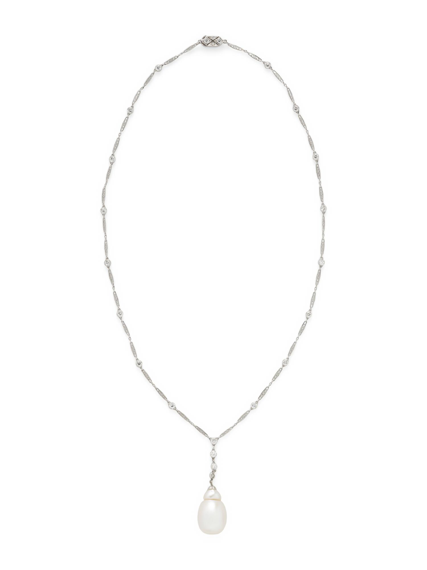 EDWARDIAN, PLATINUM, DIAMOND, AND SOUTH SEA CULTURED PEARL NECKLACE