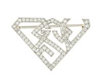 An Art Deco Platinum and Diamond Monogram Brooch, 2.70 dwts.