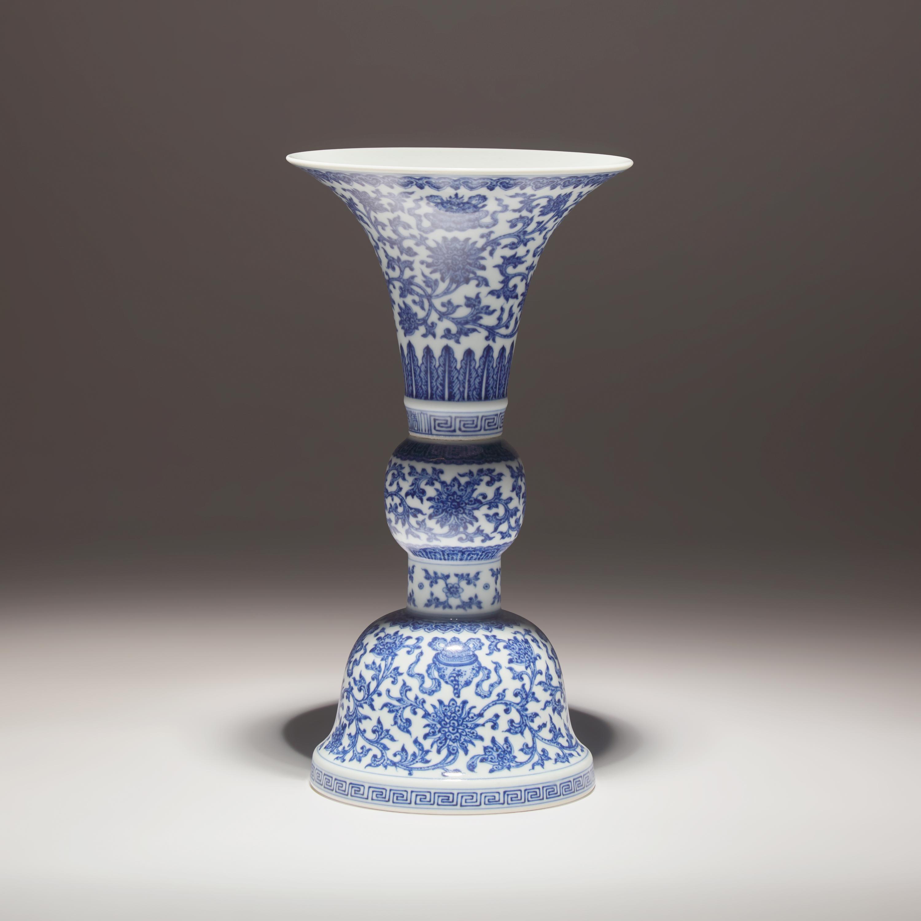 A Chinese Blue and White Porcelain Gu Vase, Jiaqing Mark and of the Period