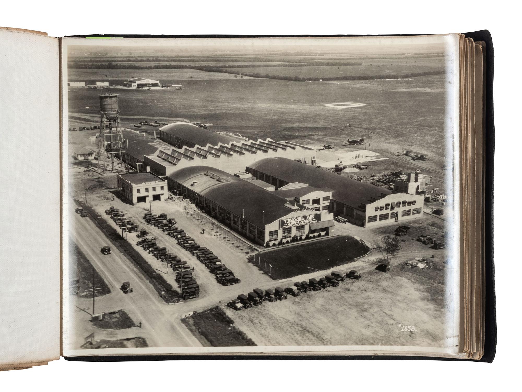 [AVIATION]. SMITH, Edgar B. (1896-1966), photographer. Rare photographic salesman aviation album documenting various airplanes and their construction at the plant of the Travel Air Manufacturing Company of Wichita, Kansas. Ca 1929.