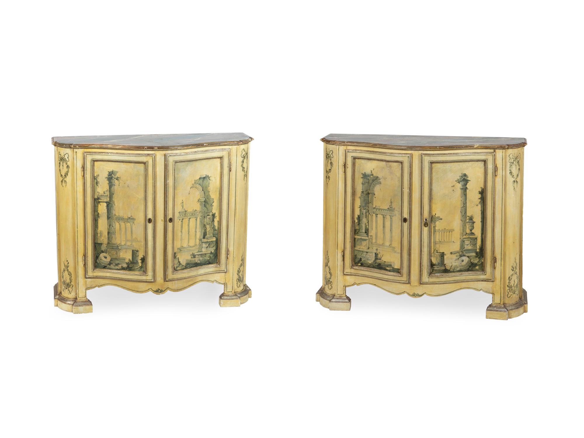 A Pair of Neoclassical Style Painted Side Cabinets — 20TH CENTURY