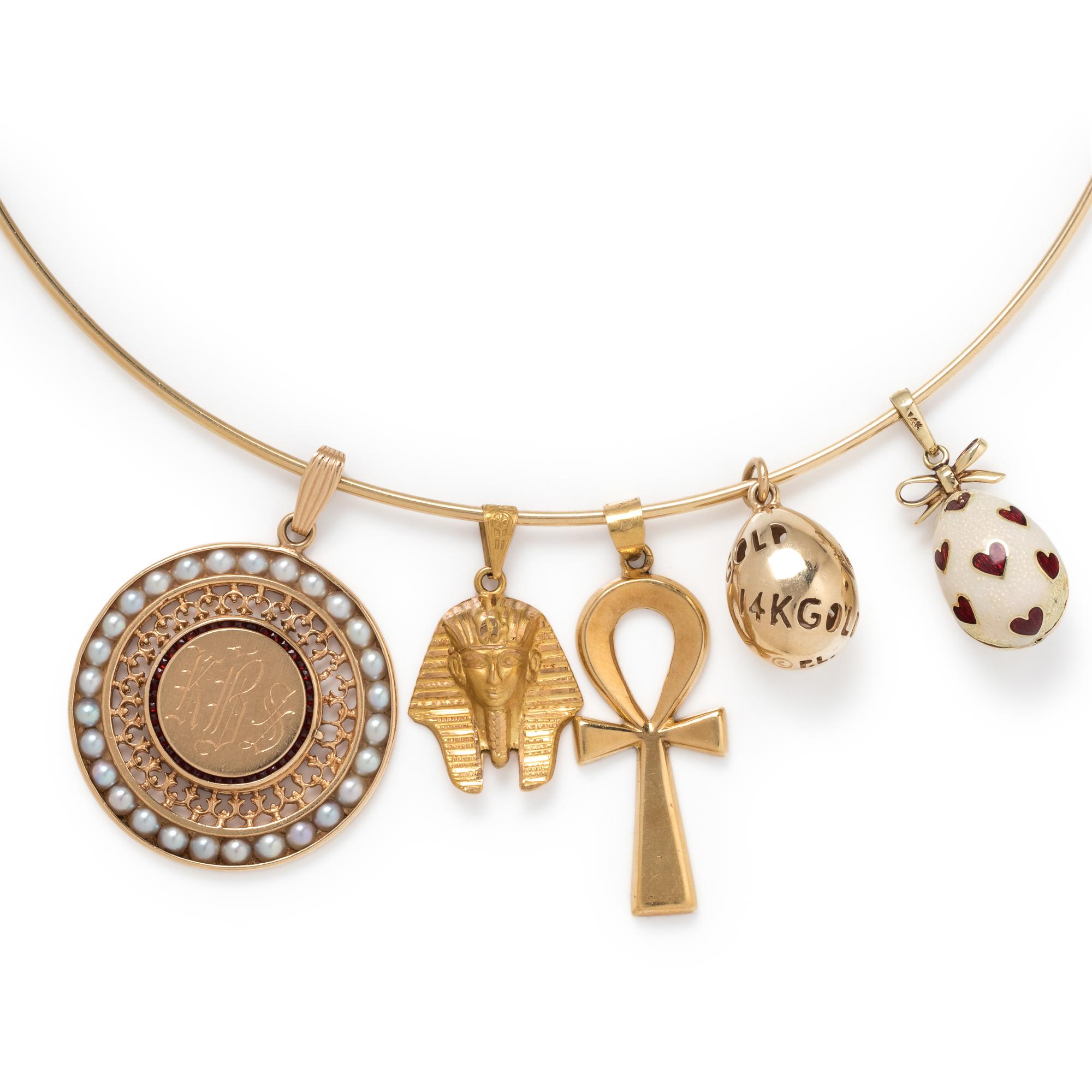 YELLOW GOLD COLLAR NECKLACE AND CHARMS