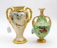 Two Royal Worcester Porcelain Vases Height of taller 9 1/2 inches. — 1895 AND 1898
