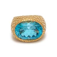 YELLOW GOLD AND BLUE TOPAZ RING