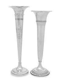 Two American Silver Trumpet-Form Vases