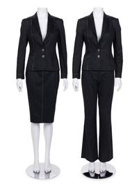 Christian Dior Pinstripe Three-Piece Set, Including Jacket, Pants, and Skirt, 1990-2000s