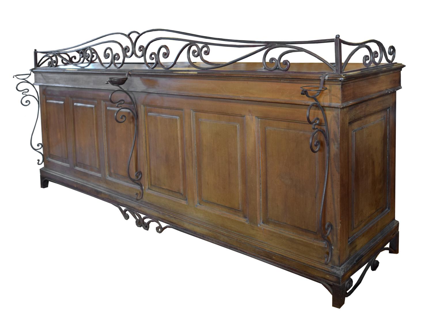 A Wrought Iron and Wood Shop Counter 118" W x 29" D x 52" H — Argentina, Circa 1920