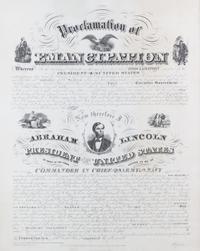 (LINCOLN, ABRAHAM) A. KIDDER. Proclamation of Emancipation by the President of the United States. Engraved broadside. Chicago, [1864].