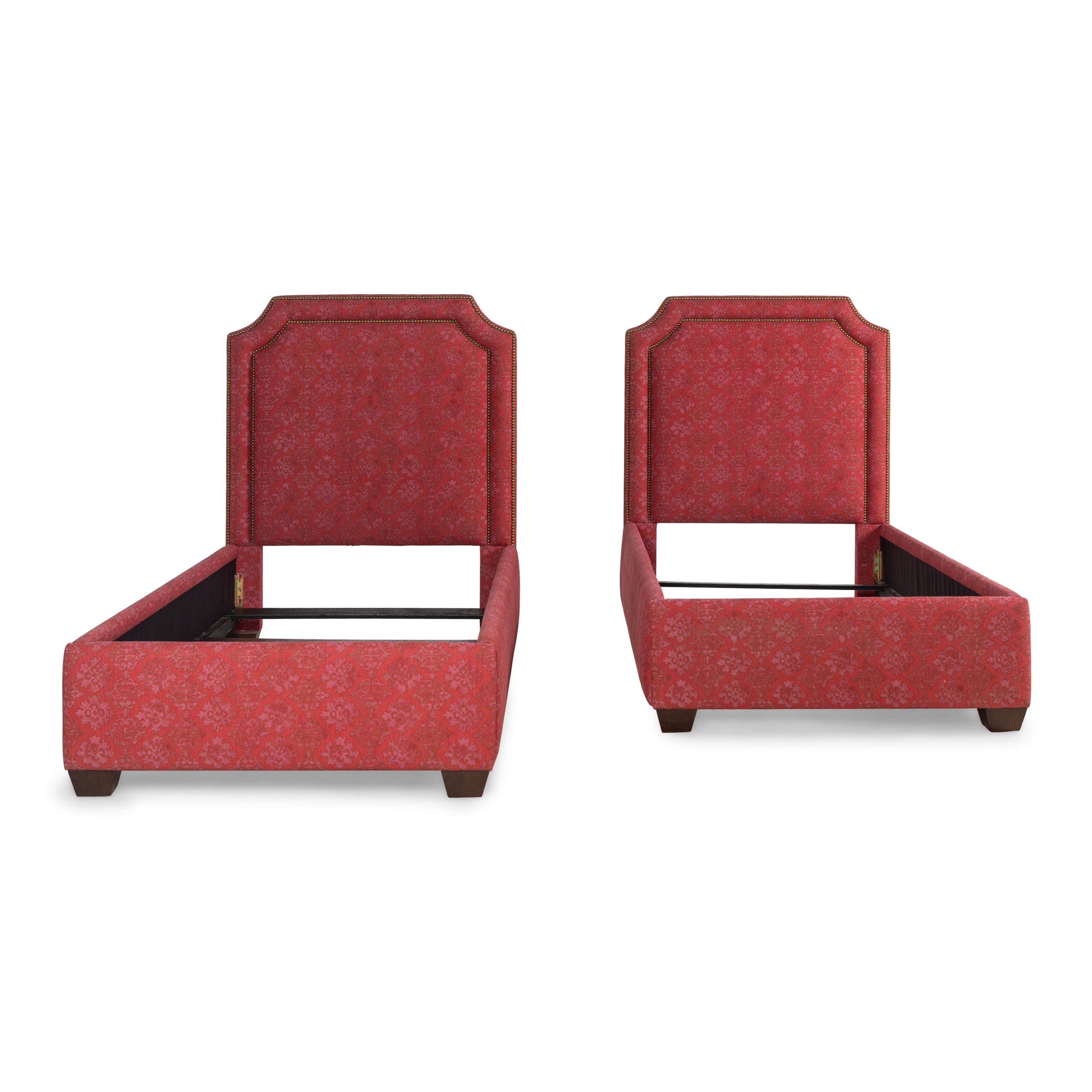 A Pair of Custom Upholstered Twin Beds