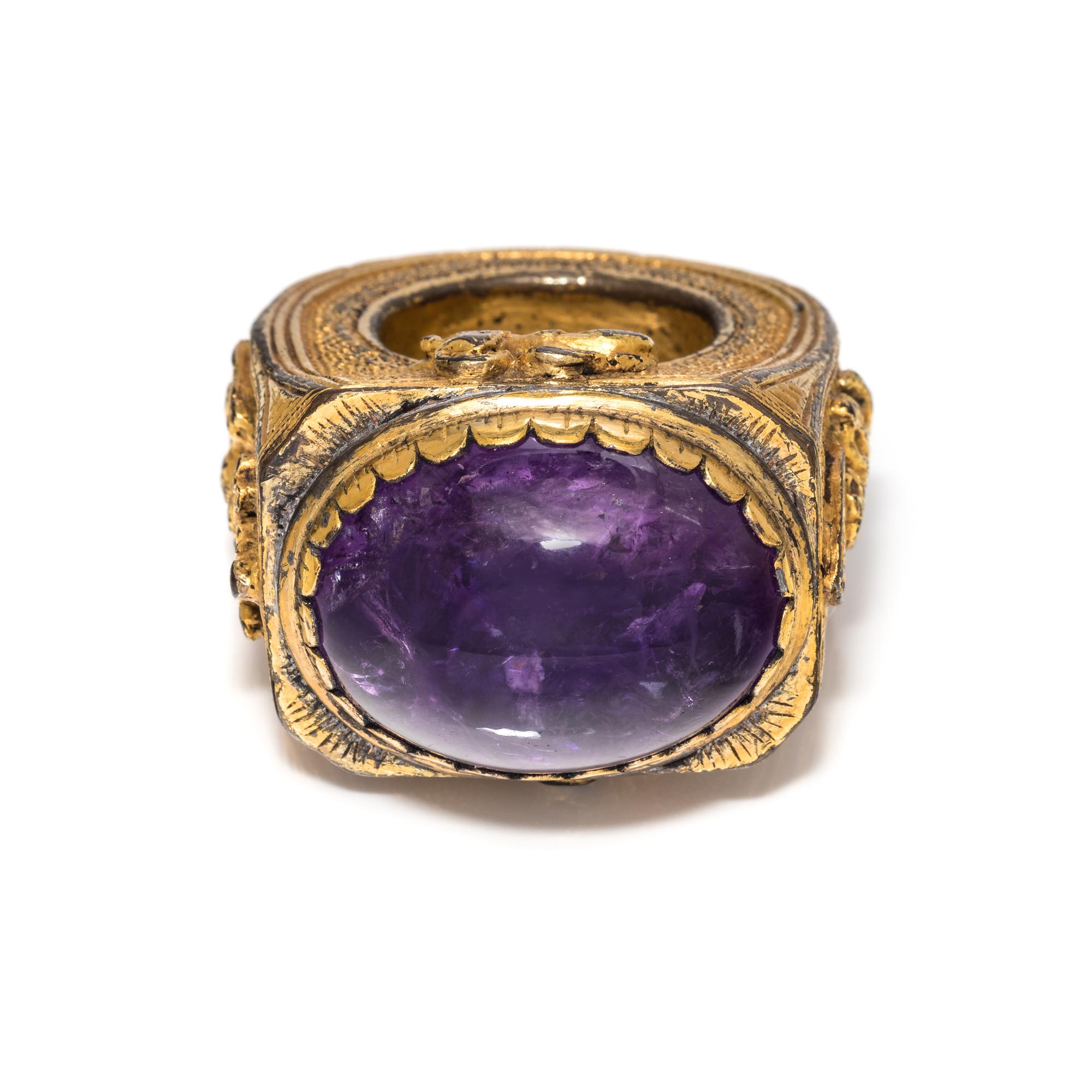 A Gilt Bronze Amethyst-Inset Papal Ring of Pope Paul V