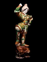 A Pair of Sancai Glazed Pottery Figures of Lokapalas