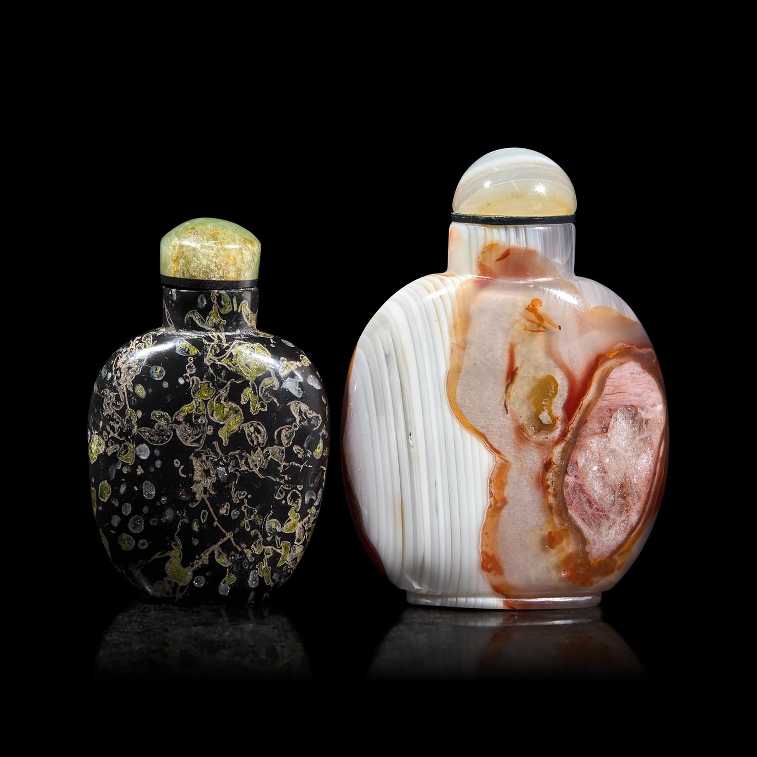 Two Chinese Hardstone Snuff Bottles