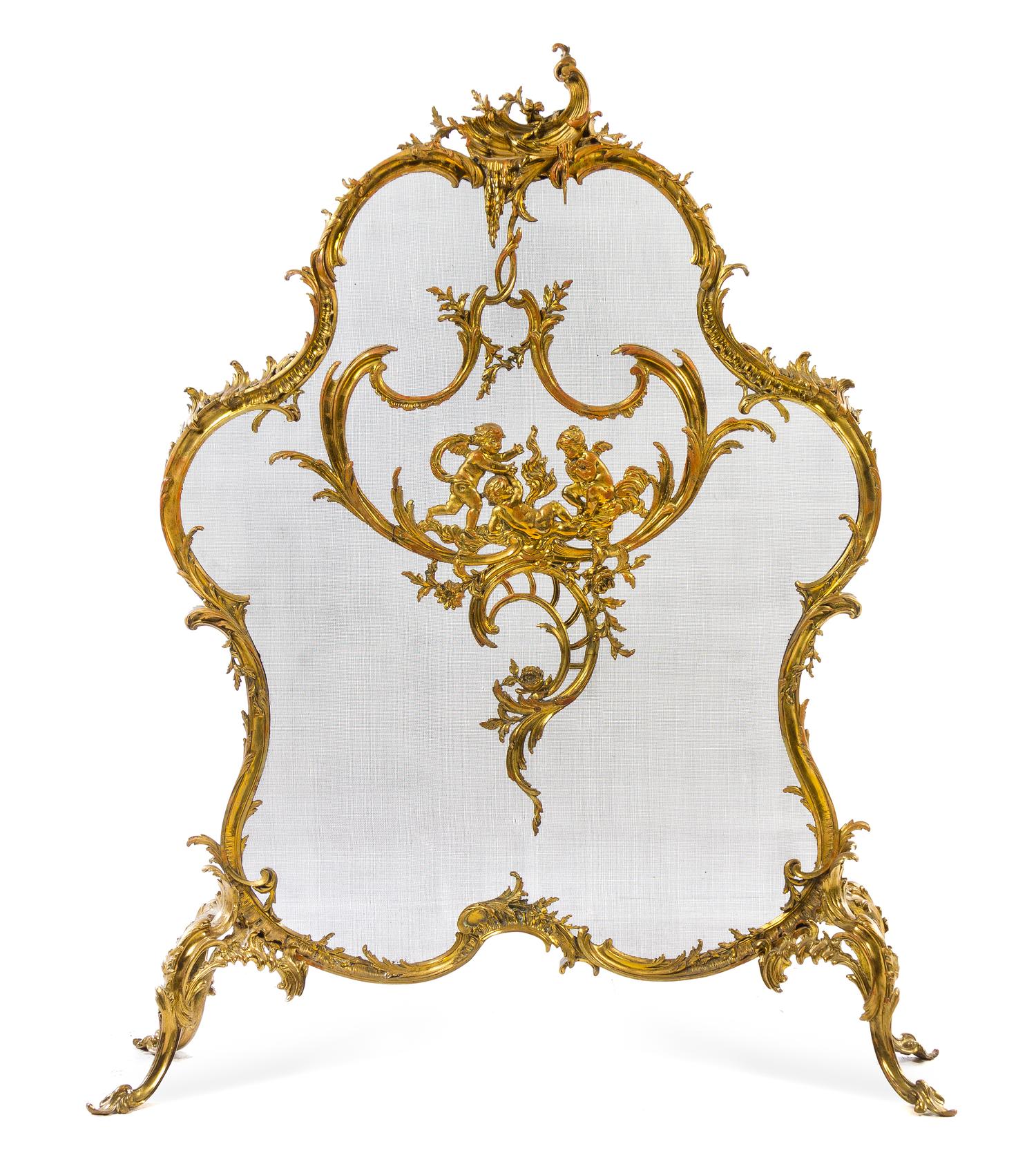A Louis XV Style Gilt Bronze Fire Screen Height 49 inches. — CIRCA 1900
