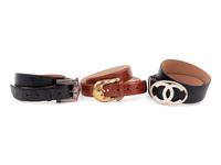 Five Designer Belts: Two Chanel, Two Kieselstein-Cord, One Judith Leiber