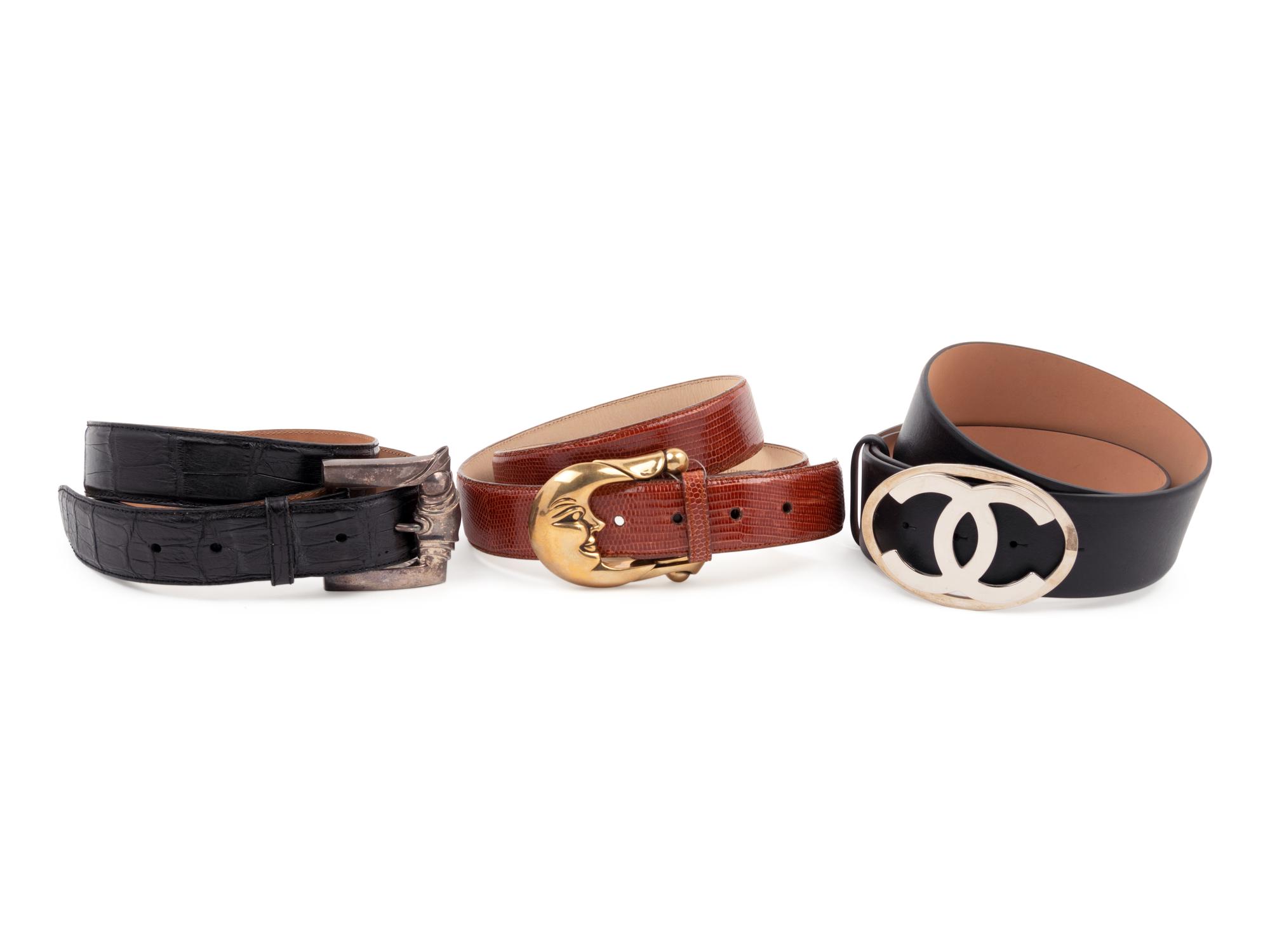 Five Designer Belts: Two Chanel, Two Kieselstein-Cord, One Judith Leiber