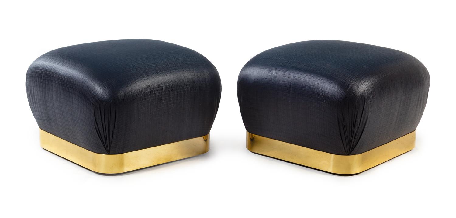 Late 20th Century, Manner of Karl Springer, a pair of ottomans