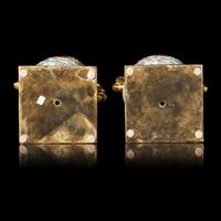 A Pair of Gilt Bronze Mounted Chinese Famille Rose Vases, the Porcelain 19th Century 清中期 粉彩雲蝠八寶紋鑲鎏金配件賞瓶一對