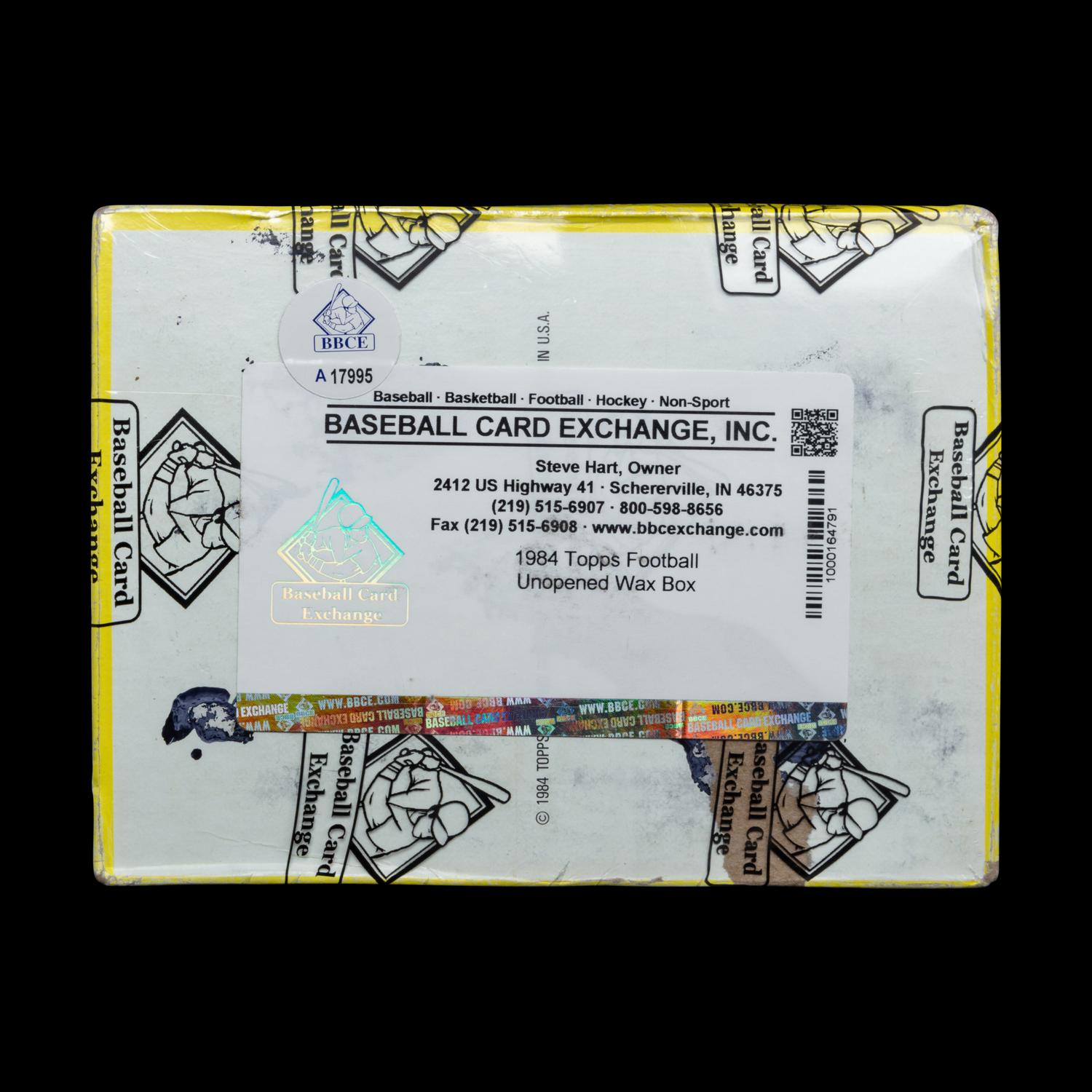 An Unopened Wax Box of 1984 Topps Football Cards – Possible Elway, Marino and Dickerson Rookies (BBCE CERTIFIED)