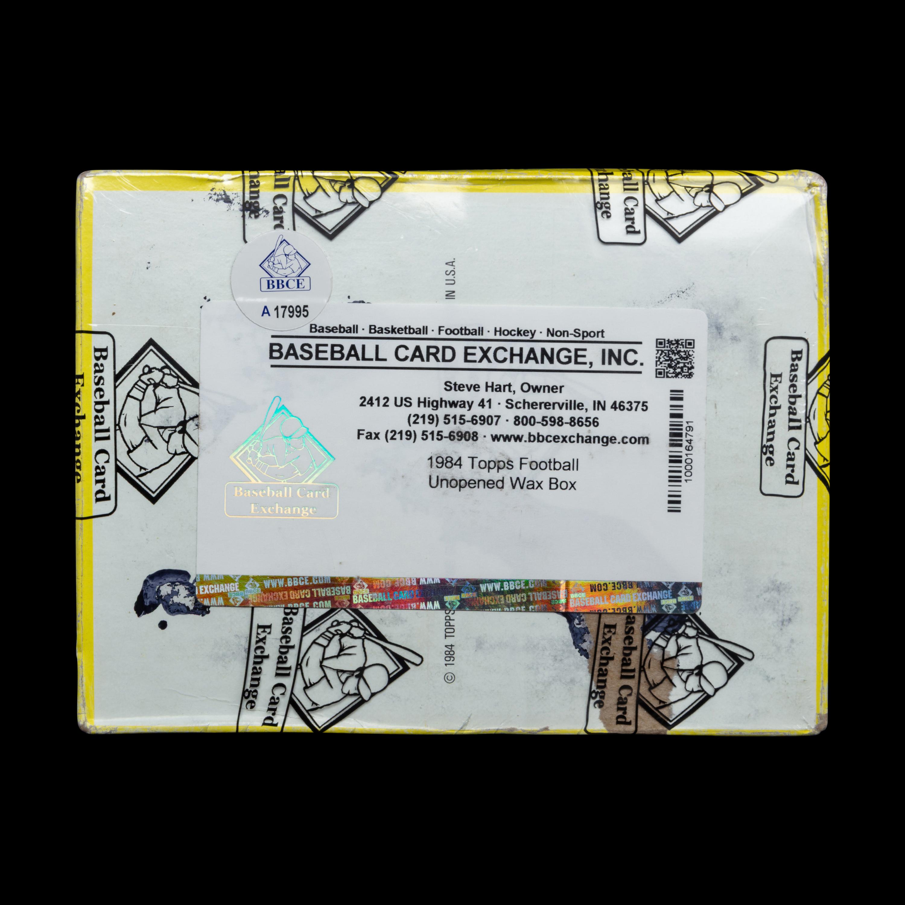 An Unopened Wax Box of 1984 Topps Football Cards – Possible Elway, Marino and Dickerson Rookies (BBCE CERTIFIED)