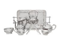 A Chinese Export Eight-Piece Silver Tea and Coffee Service