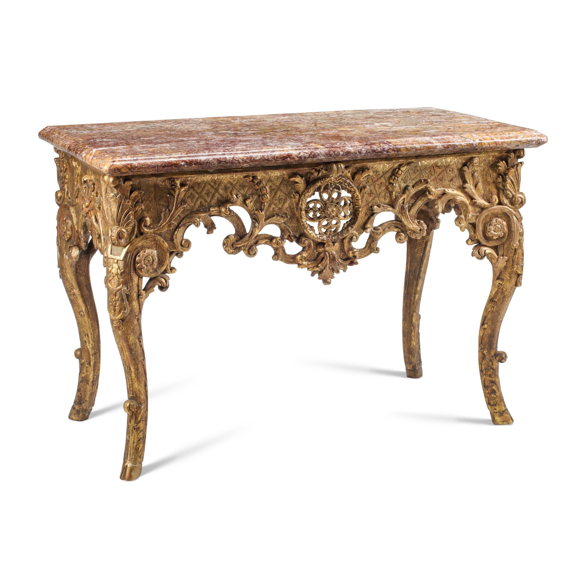 A Régence Giltwood and Marble-Top Console Table