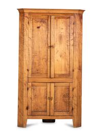 A Federal Tiger Maple Corner Cupboard