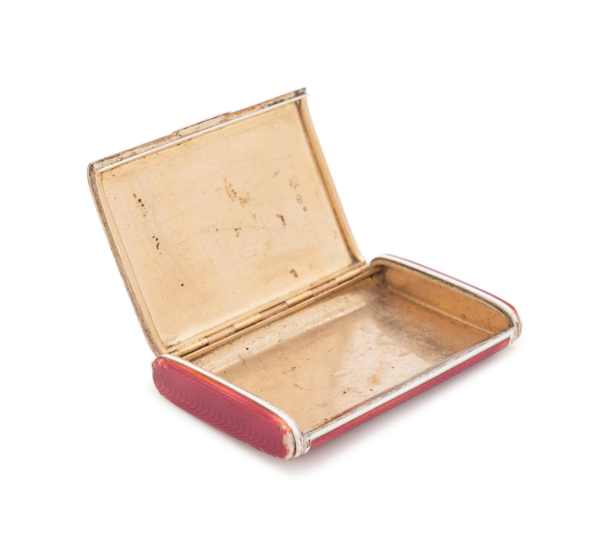 A Russian Silver, Guilloché Enameled and Diamond-Inset Cigarette Case