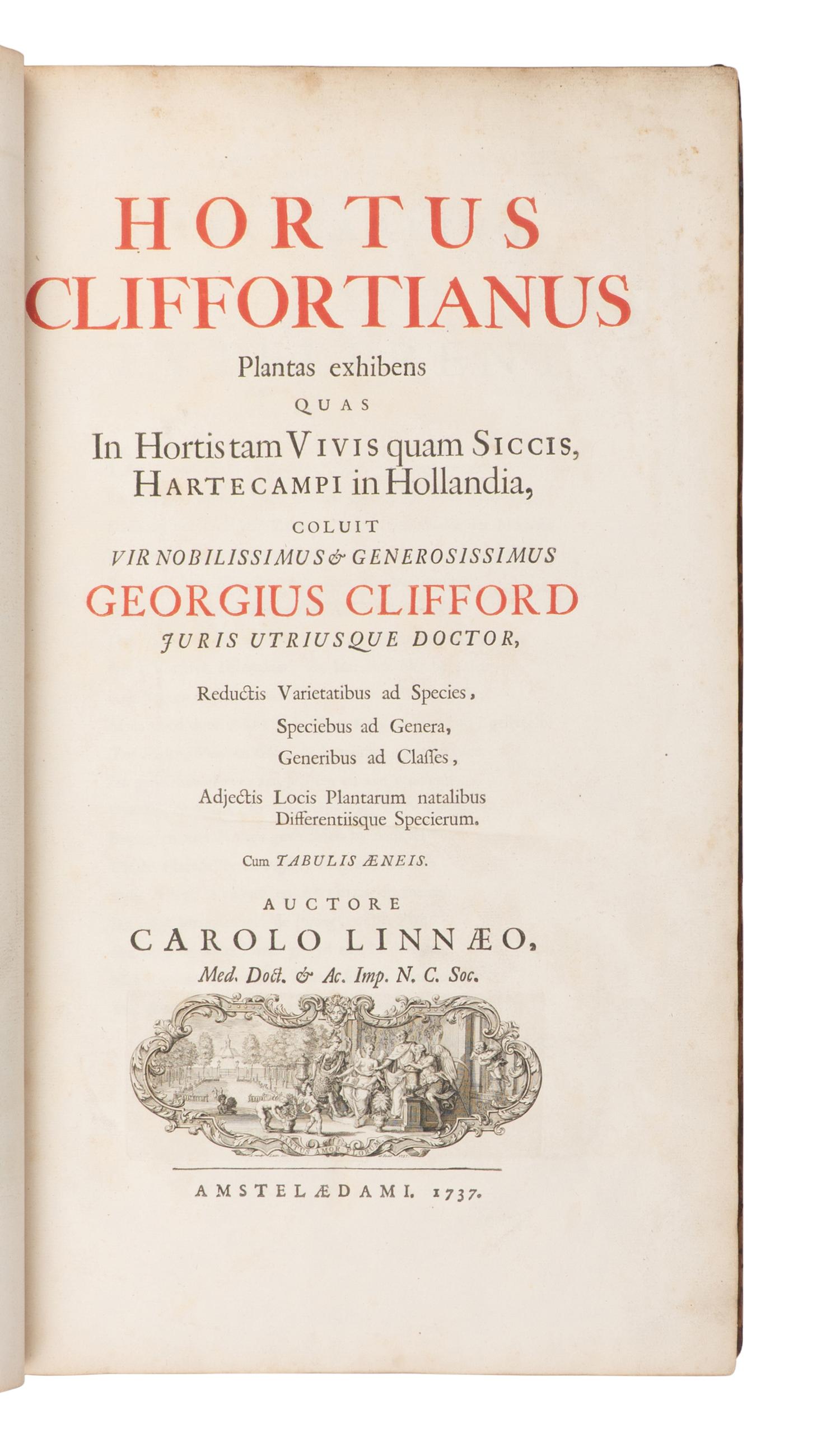 [NATURAL HISTORY]. LINNAEUS, Carolus (1707-1778). Hortus cliffortianus . Amsterdam, 1737 [i.e. 1738].