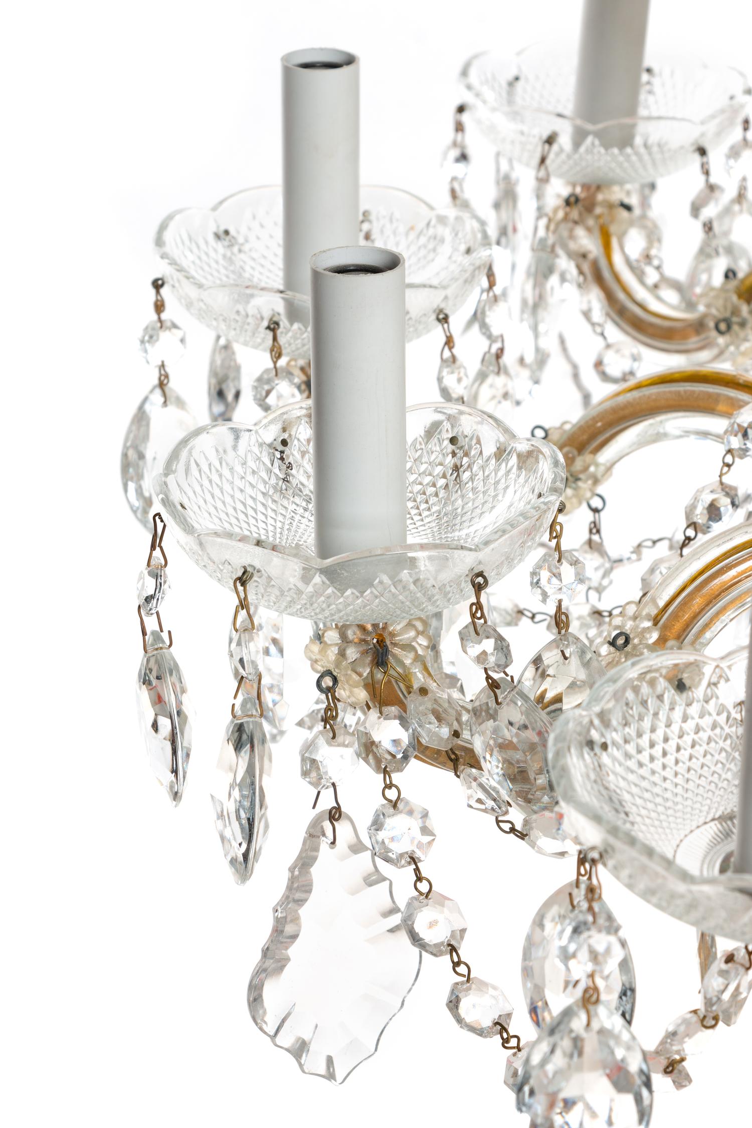 A Neoclassical Cut Glass Eighteen-Light Chandelier