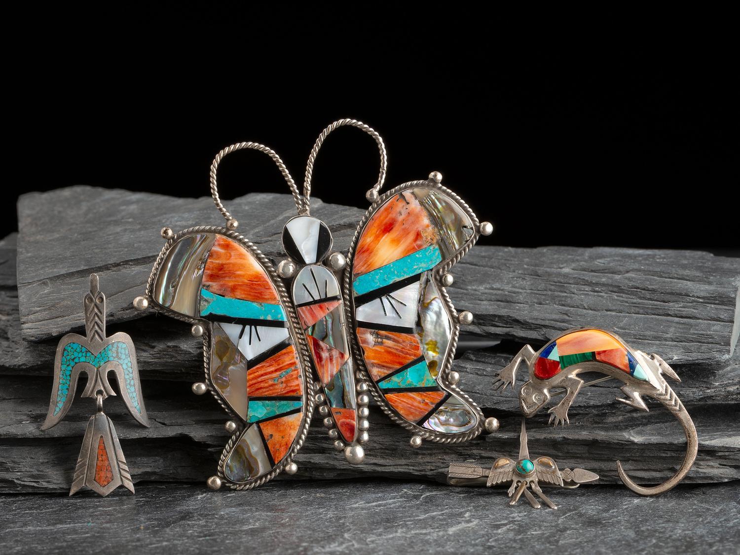 Navajo and Zuni Silver Figural Pins/Pendants