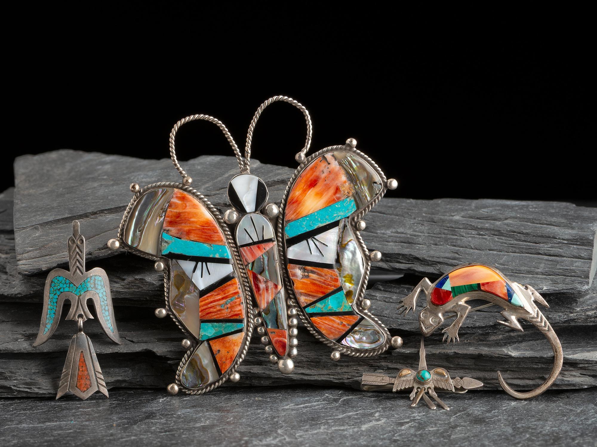 Navajo and Zuni Silver Figural Pins/Pendants