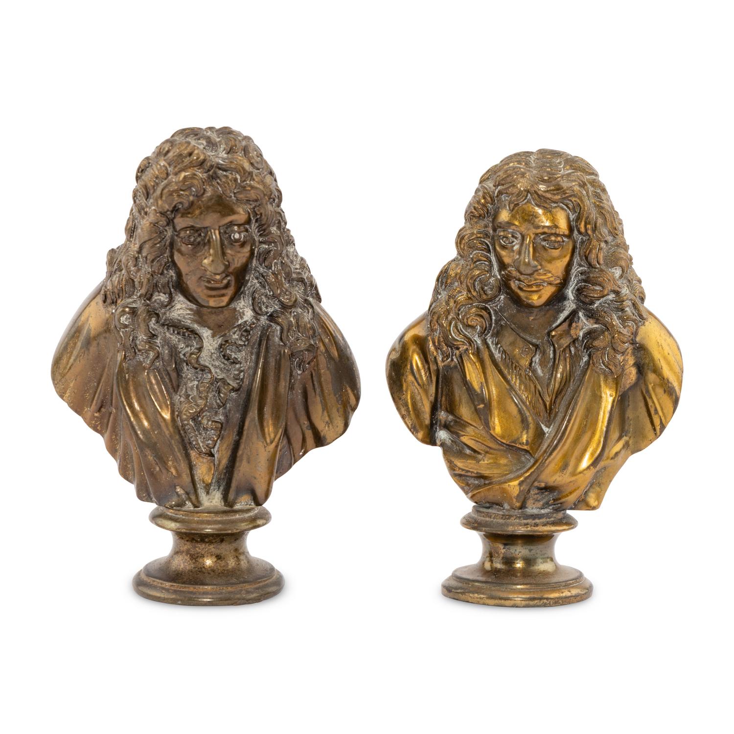 A Pair of French Gilt-Bronze Diminutive Busts