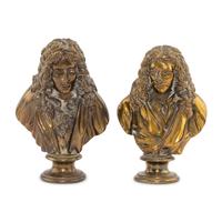 A Pair of French Gilt-Bronze Diminutive Busts