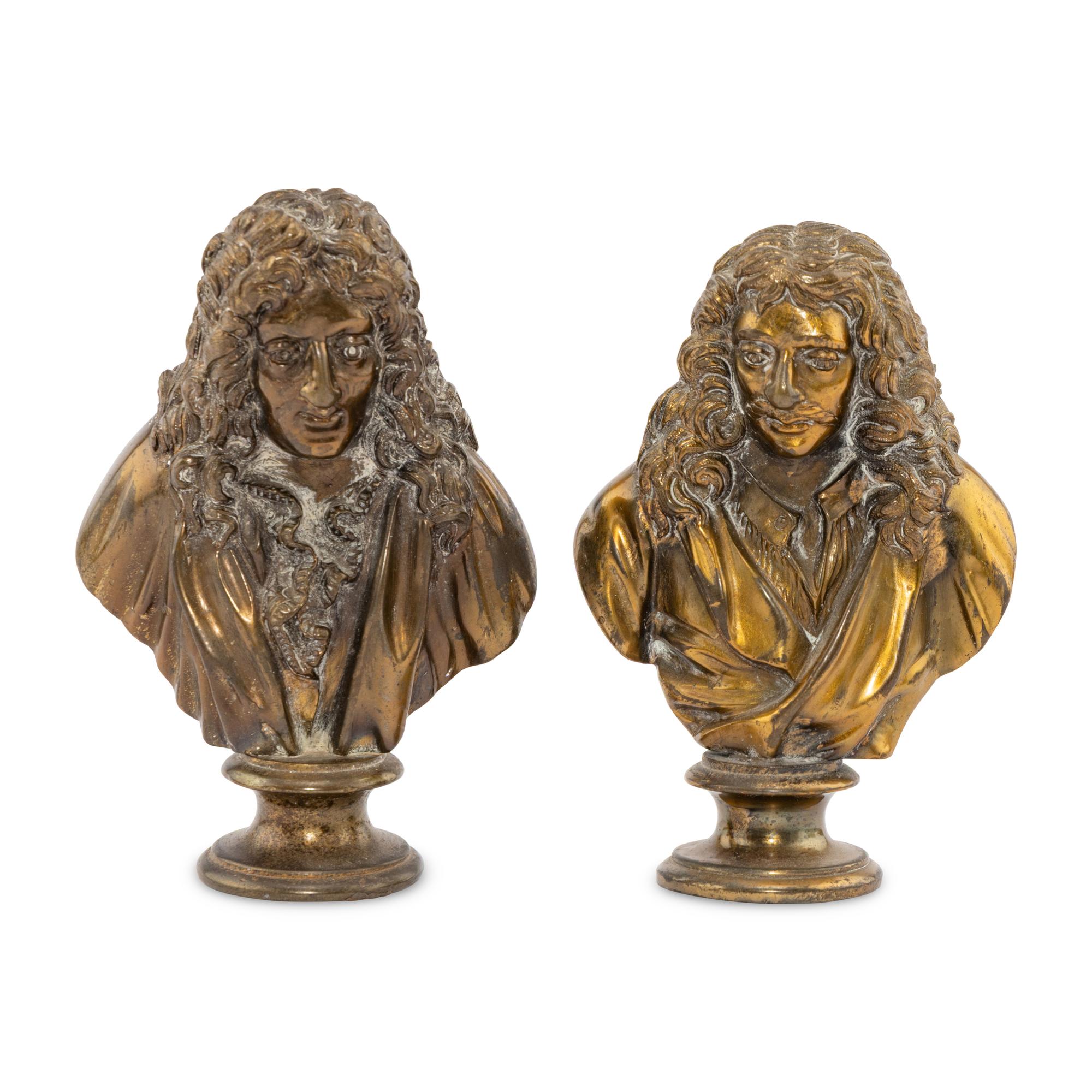 A Pair of French Gilt-Bronze Diminutive Busts