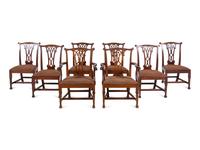 A Set of Eight George III Mahogany Dining Chairs in the Chippendale Taste