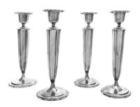 An Assembled Set of Four American Silver Candlesticks, Richard Dimes Co., South Boston, MA, engraved Etta and Clarence 1909-1934 on the
