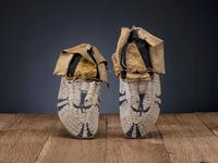 Cheyenne Beaded Buffalo Hide Moccasins, with Thunderbirds