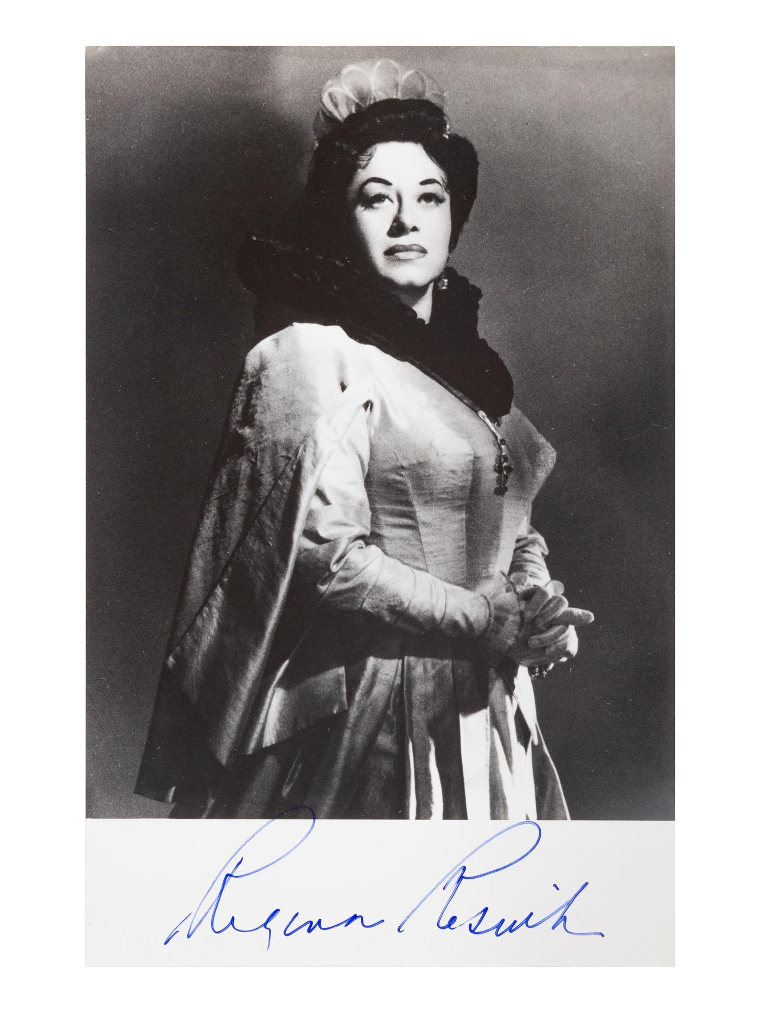 [20TH-CENTURY OPERA SINGERS]. A group of 6 signed photographs or photographic postcards of opera singers from the 1950s-1960s, comprising images of: