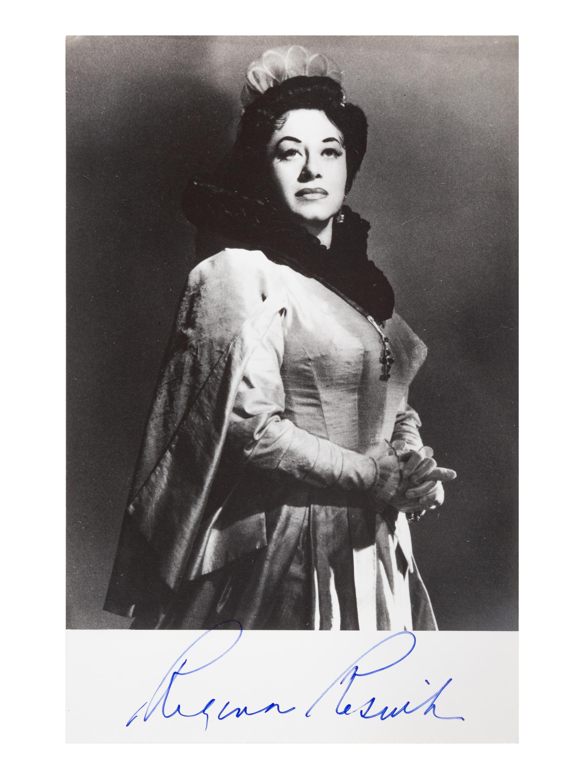 [20TH-CENTURY OPERA SINGERS]. A group of 6 signed photographs or photographic postcards of opera singers from the 1950s-1960s, comprising images of: