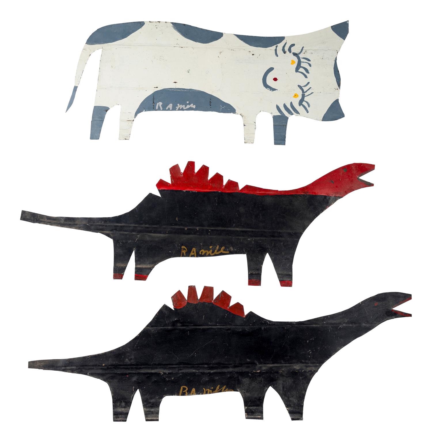 Two Dinosaurs and One Cat (three works)