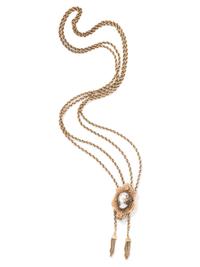YELLOW GOLD AND CAMEO SLIDE PENDANT NECKLACE