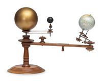 A Laing's Planetarium Orrery Model with Custom Red Painted Poplar Case